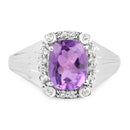 2.13 Carat Genuine Amethyst and White Topaz .925 Sterling Silver Ring