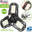 LED Garage Light, iMounTEK E26/E27 80W 7000LM 6500K Garage Ceiling Light Deformable Workshop Lamp Die Cast Aluminum LED Ceiling Light Bulbs with 3 Adj