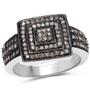 0.42 Carat Genuine Champagne Diamond .925 Sterling Silver Ring