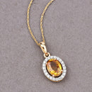 1.78 Carat Genuine Yellow Sapphire and White Diamond 14K Yellow Gold Pendant