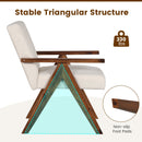 Modern Accent Chair Linen Fabric Armchair with Solid Acacia Wood Frame