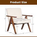 Modern Accent Chair Linen Fabric Armchair with Solid Acacia Wood Frame