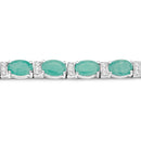 10.47 Carat Genuine Emerald and White Topaz .925 Sterling Silver Bracelet