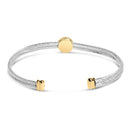 18K Yellow Gold Plated .925 Sterling Silver Diamond Accent and Fleur Di Lis Medallion Bangle Bracelet (I-J Color, SI1-SI2 Clarity) - 7.25 Inches