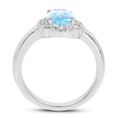2.58 Carat Genuine Blue Topaz and White Topaz .925 Sterling Silver Ring