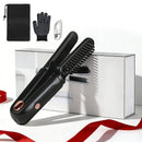 Cordless Hair Straightener Brush 2-in-1 Ceramic Flat Iron