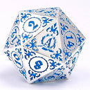 Wizard Solid Metal Polyhedral Dice Set - Silver with Blue