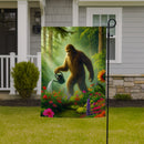 Bigfoot in the Garden Garden Flag