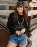 Black Boot Stitch Graphic Sweatshirt