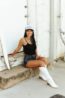 Black Spaghetti Strap Crop Tank