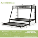 Twin Over Full Bunk Bed Frame with Trundle for Guest Room