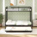 Twin Over Full Bunk Bed Frame with Trundle for Guest Room
