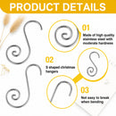 Set of 20 Silver Metal Wire Spiral Christmas Ornaments Hooks Hangers S-Shaped 1.96 Inches