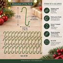 Set of 60 Matte Green Metal Wire Christmas Ornaments Hooks Hangers 1.16 Inches