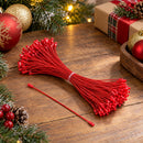 Set of 100 Red Christmas Ornaments Cords Strings Hangers 7.9 Inches