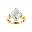 10K Yellow Gold 1/2 Cttw Round And Baguette-cut Diamond Rhombus Head and Halo Ring (I-J Color, I1-I2 Clarity) - Ring Size 7
