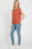 Zenana Viscose Round-neck Short Sleeve Sweater