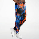 Blue and Orange Paint Splatter Abstract Unisex Cargo Joggers (Fleece Lined)