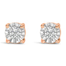 .925 Sterling Silver 1/10 Cttw Round Brilliant-Cut Lab Grown Diamond Miracle-Set Stud Earrings (F-G Color, VS1-VS2 Clarity)