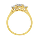 10K Yellow Gold Princess-Cut Diamond Three Stone Band Ring (1 Cttw, J-K Color, I1-I2 Clarity) - Size 6