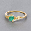 0.51 Carat Genuine Zambian Emerald and White Diamond 14K Yellow Gold Ring