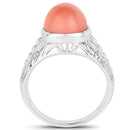 6.00 Carat Genuine Peach Moonstone .925 Sterling Silver Ring