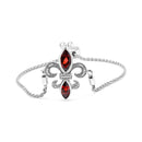 .925 Sterling Silver Marquise Garnet and Diamond Accent Lariat 4â€-10†Fleur De Lis Adjustable Bolo Bracelet (H-I Color, SI1-SI2 Clarity)
