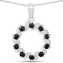1.30 Carat Genuine Blue Sapphire and White Topaz .925 Sterling Silver Pendant