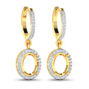0.32 Carat Genuine White Diamond 14K Yellow Gold Semi Mount Earrings - holds 8x6mm Oval Gemstones
