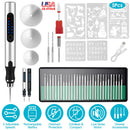 Electric Engraving Pen with 33Pcs Burr Bits 5Pcs Stencils 3 Gears Speed Rechargeable Cordless Professional Engraver Etching Machine For Jewelry Glass
