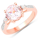 2.73 Carat Genuine Kunzite and White Topaz .925 Sterling Silver Ring
