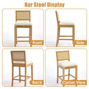 Solid Rubberwood Rattan Back Counter Stools Set of 2
