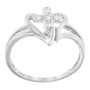 10K White Gold Diamond-Accented Cross & Open Heart Promise Fashion Ring (H-I Color, I1-I2 Clarity) - Size 7