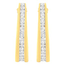 10K Yellow Gold 1 cttw Channel Set Diamond J-Hoop Earrings (H-I Clarity, I1-I2 Color)