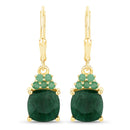4.50 Carat Dyed Emerald and Emerald .925 Sterling Silver Earrings