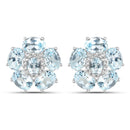 18K White Gold Plated 10.48 Carat Genuine Blue Topaz and White Topaz .925 Sterling Silver Earrings