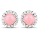 1.36 Carat Genuine Pink Opal and White Topaz .925 Sterling Silver Earrings