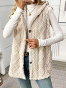 Button-Down Sherpa Hooded Vest Coat