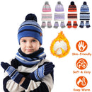 Winter Kids Knitted Hat Scarf Gloves 3Pcs Boys Girls Winter Warm Beanie Hat and Glove Scarf Set Beanie Neck Warmer Mittens for 4-7-Year-Old Kids