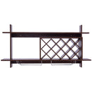 Wall Mount Wine Rack with Glass Holder & Storage Shelf-Walnut