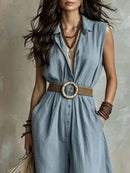 Full Size Sleeveless Wide Leg Jumpsuit Plus Size