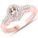 1.98 Carat Genuine Morganite and White Topaz .925 Sterling Silver 3 Piece Jewelry Set (Ring, Earrings, and Pendant w/ Chain)