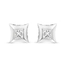 10K White Gold 1/3 Cttw Invisible Set Style Princess-Cut Diamond Stud Earrings (H-I Color, SI2-I1 Clarity)