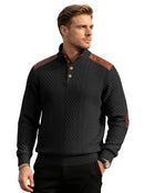 Cross-border Men's American Textured Jacquard Collared Knit Sweater With Shoulder Patchwork Loose Long-sleeve Pullover Sweatshirt