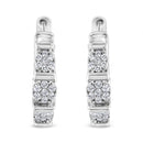 .925 Sterling Silver 1/2 Cttw Lab Grown Round Diamond Floral Cluster Hoop Earrings (F-G Color, SI1-SI2 Clarity)