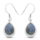 9.13 Carat Genuine Labradorite And White Topaz .925 Sterling Silver Earrings