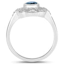1.32 Carat Genuine London Blue Topaz and White Topaz .925 Sterling Silver Ring