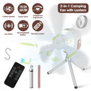 Rechargeable Tent Ceiling Fan with LED Light & Remote