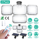2 Pack Solar Powered Wall Lights IP44 Waterproof Motion Sensor Lamps with Separate Solar Panel 4 Adjustable Heads 333Pcs Beads 120¡ Sensing Angle Remo