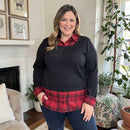Style & Co Plus Size Layered-Look Plaid Sweater Top, Size: 0X